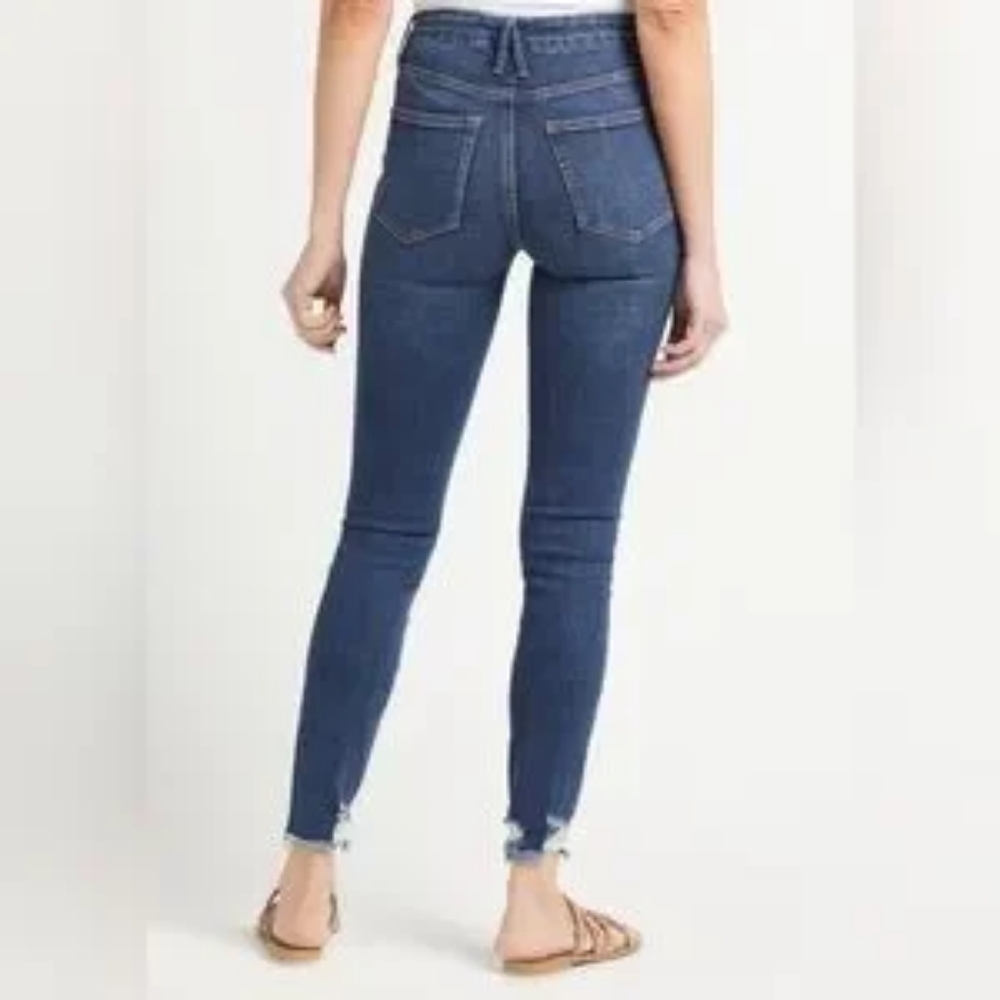 Good American Good Legs Chewed Hem Raw Denim High Rise Sculpting Skinny Jeans 2 - Picture 2 of 10